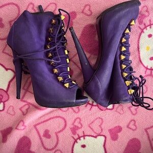 Giuseppe Zanotti Purple Heels with Gold Studs
